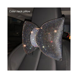 1PC Diamond Crystal Bowknot Car Neck Pillow Rhinestone Auto Headrest Seat - color neck pillow