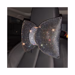 1PC Diamond Crystal Bowknot Car Neck Pillow Rhinestone Auto Headrest Seat - color neck pillow