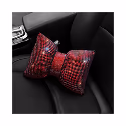 1PC Diamond Crystal Bowknot Car Neck Pillow Rhinestone Auto Headrest Seat - red neck pillow