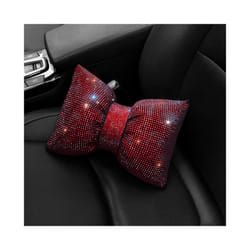 1PC Diamond Crystal Bowknot Car Neck Pillow Rhinestone Auto Headrest Seat - red neck pillow