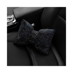 1PC Diamond Crystal Bowknot Car Neck Pillow Rhinestone Auto Headrest Seat - black neck pillow