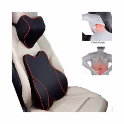 Car Lumbar Pillow Memory Foam Lumbar Support Cushion Car Low Back Pain - black headrest