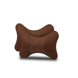 2Pcs Car Neck Pillow Pu Leather Seat Support Headrest Embroidery For Kia - 2PC-No logo-Coffee