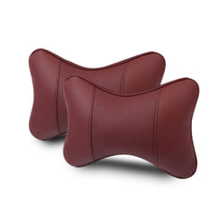 2Pcs Car Neck Pillow Pu Leather Seat Support Headrest Embroidery For Kia - 2PC-No logo-Red