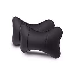 2Pcs Car Neck Pillow Pu Leather Seat Support Headrest Embroidery For Kia - 2PC-No logo-Black