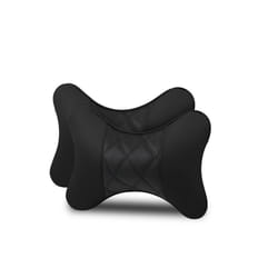2Pcs Car Neck Pillow Pu Leather Seat Support Headrest Embroidery For Kia - 2PC-No logo Black