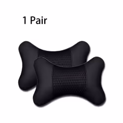 2Pcs PU Leather Knitted Car Pillows Headrest Neck Rest Cushion Support - B-Black 2X