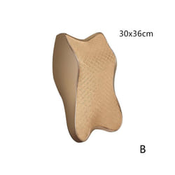 Universal Car Neck Pillows PVC Leather Breathable Mesh Auto Cushion Rest - Beige 30x36cm