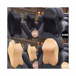 Universal Car Neck Pillows PVC Leather Breathable Mesh Auto Cushion Rest - Beige 30x36cm