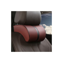 Car Neck Headrest Pillow PU Leather Neck Rest Cushion Auto Seat Head Neck - Wine Red