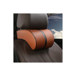 Car Neck Headrest Pillow PU Leather Neck Rest Cushion Auto Seat Head Neck - Brown