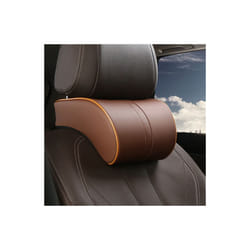 Car Neck Headrest Pillow PU Leather Neck Rest Cushion Auto Seat Head Neck - Coffee