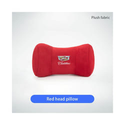 Car Neck Pillow Protector Auto Logo Seat Headrest For Cadillac CTS ATS - FMP-Red