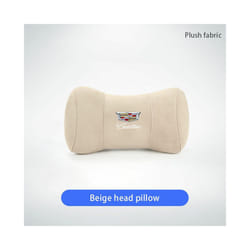 Car Neck Pillow Protector Auto Logo Seat Headrest For Cadillac CTS ATS - FMP-Beige
