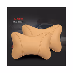 Car Neck Pillow Leather Seat Headrest Car Rest Cushion Car-Styling  1Pair - beige 1 pair