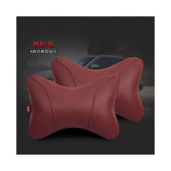 Car Neck Pillow Leather Seat Headrest Car Rest Cushion Car-Styling  1Pair - red 1 pair