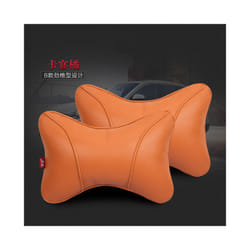 Car Neck Pillow Leather Seat Headrest Car Rest Cushion Car-Styling  1Pair - orange 1 pair