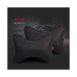 Car Neck Pillow Leather Seat Headrest Car Rest Cushion Car-Styling  1Pair - black 1 pair