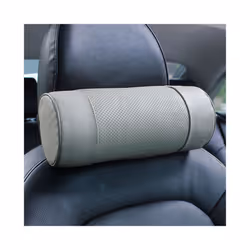 Genuine Leather Car Seat Headrest Pillows Auto Safety Cylindrical Black - C