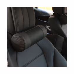 Genuine Leather Car Seat Headrest Pillows Auto Safety Cylindrical Black - C