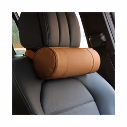 Genuine Leather Car Seat Headrest Pillows Auto Safety Cylindrical Black - B