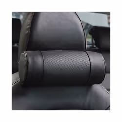 Genuine Leather Car Seat Headrest Pillows Auto Safety Cylindrical Black - A