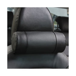 Genuine Leather Car Seat Headrest Pillows Auto Safety Cylindrical Black - A