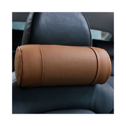 Genuine Leather Car Seat Headrest Pillows Auto Safety Cylindrical Black - D