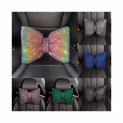 Colorful Rhinestones Full Diamond Bowknot Fashion Sparking Car Interior - Pink neck
