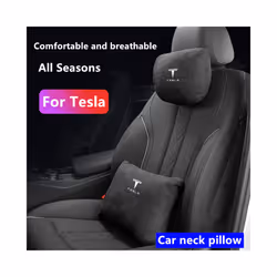 Car Seat Headrest For Tesla Model S X 3 Y 2022 Neck Pillow Cushion Auto - Brown headrest