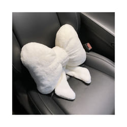 New Bowknot Car Headrest Pillow Lovely Auto Seat Head Support Neck Protector - White-Waist