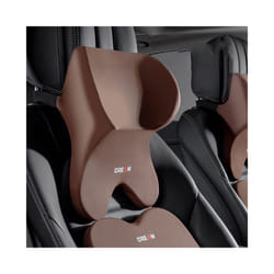 Car Lumbar Support Headrest Neck Pillow Universal Soft Neck Cushion Auto - Brown-Headrest