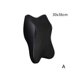 Universal Car Neck Pillows PVC Leather Breathable Mesh Auto Cushion Rest - black 30x36cm