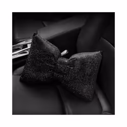 1PC Diamond Crystal Bowknot Car Neck Pillow Rhinestone Auto Headrest Seat - black waist pillow
