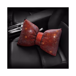 1PC Diamond Crystal Bowknot Car Neck Pillow Rhinestone Auto Headrest Seat - red waist pillow