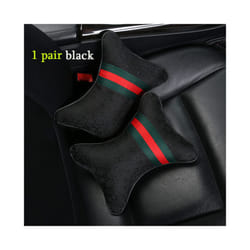 1 Pair Luxury Car Headrest Pillow Unisex Breathable Auto Neck Rest Headrest - Black 1 pair