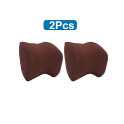 Breathable Car Seat Headrest Neck Pillow Auto Car Seat Pillow Memory Foam - 2 Pcs Coffee