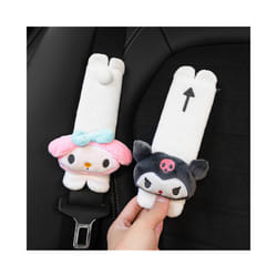Cute Car Seat Pillow Pink Car Headrest Neck Pillow Cartoon Black Devil - 2pcs belt
