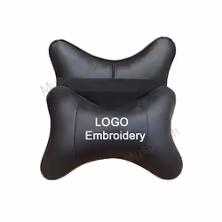 2Pcs Car Neck Pillow Pu Leather Seat Support Headrest Embroidery For Kia - 2PC-For Kia Black