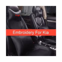 2Pcs Car Neck Pillow Pu Leather Seat Support Headrest Embroidery For Kia - 2PC-For Kia Black