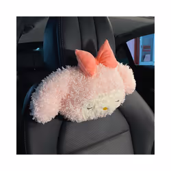 Cute Car Seat Pillow Pink Car Headrest Neck Pillow Cartoon Black Devil - 1pcs pink pillow A