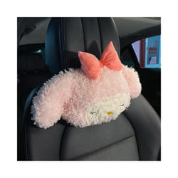 Cute Car Seat Pillow Pink Car Headrest Neck Pillow Cartoon Black Devil - 1pcs pink pillow A