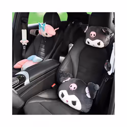 Cute Car Seat Pillow Pink Car Headrest Neck Pillow Cartoon Black Devil - 1pcs pink pillow A