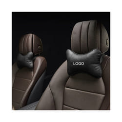 2Pcs Embroidery Logo Car Neck Pillow Pu Leather Seat support Auto Headrest - For KIA