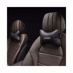 2Pcs Embroidery Logo Car Neck Pillow Pu Leather Seat support Auto Headrest - For Audi