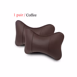 1 Pair Luxury Linen Material Car Headrest Pillow Unisex Breathable Auto - pu-Coffee 1 pair