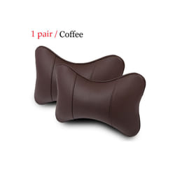 1 Pair Luxury Linen Material Car Headrest Pillow Unisex Breathable Auto - pu-Coffee 1 pair