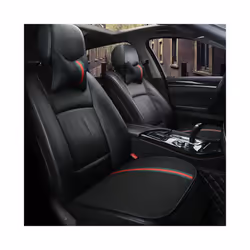1 Pair Luxury Linen Material Car Headrest Pillow Unisex Breathable Auto - pu-Coffee 1 pair
