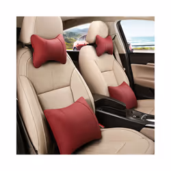 1 Pair Luxury Linen Material Car Headrest Pillow Unisex Breathable Auto - pu-Coffee 1 pair