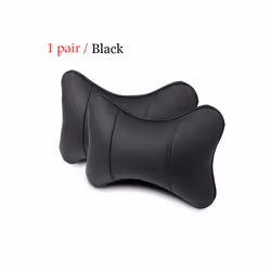 1 Pair Luxury Linen Material Car Headrest Pillow Unisex Breathable Auto - pu-Black 1 pair